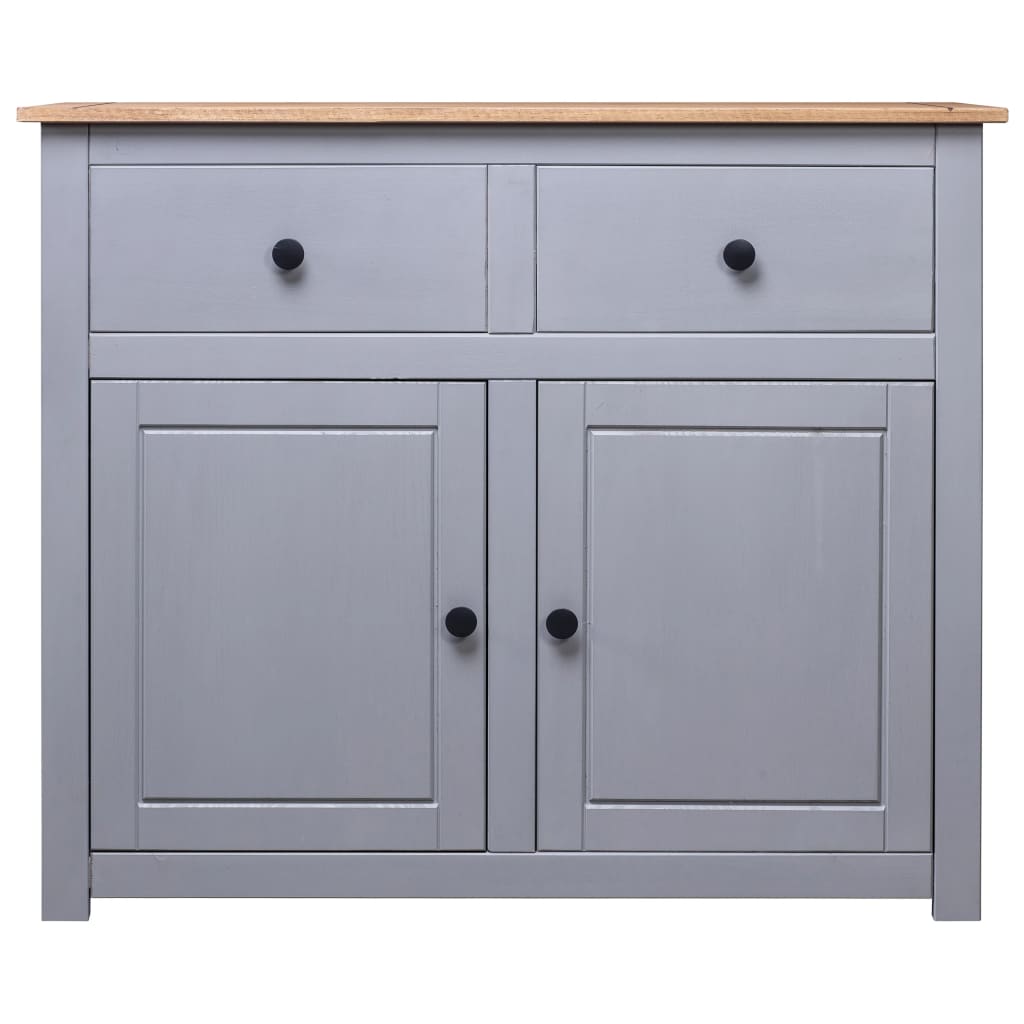Aparador De Madera Maciza Pino Estilo Panamá Gris 93x40x80 Cm_1