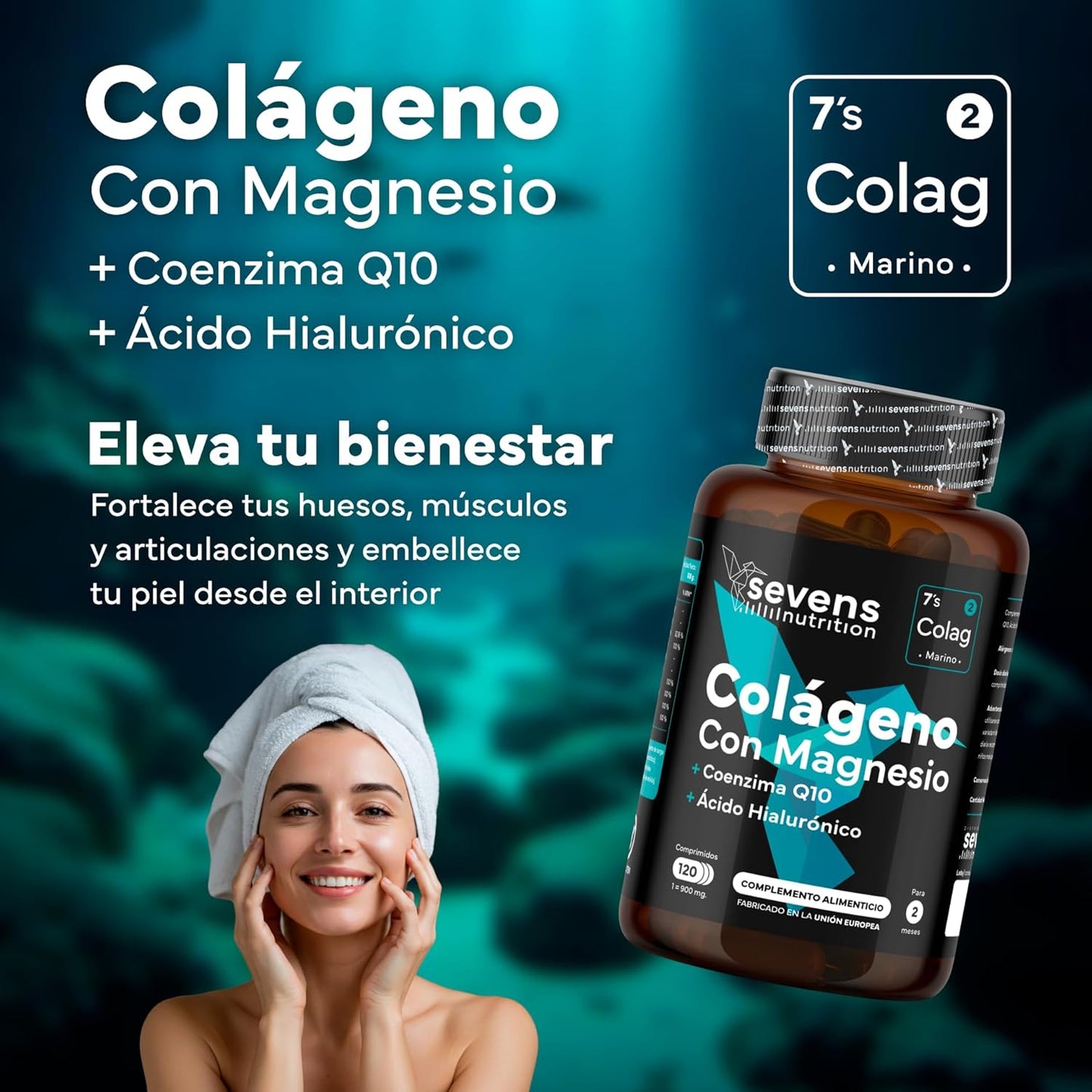 Colágeno con Magnesio Sevens Nutrition 120 cápsulas