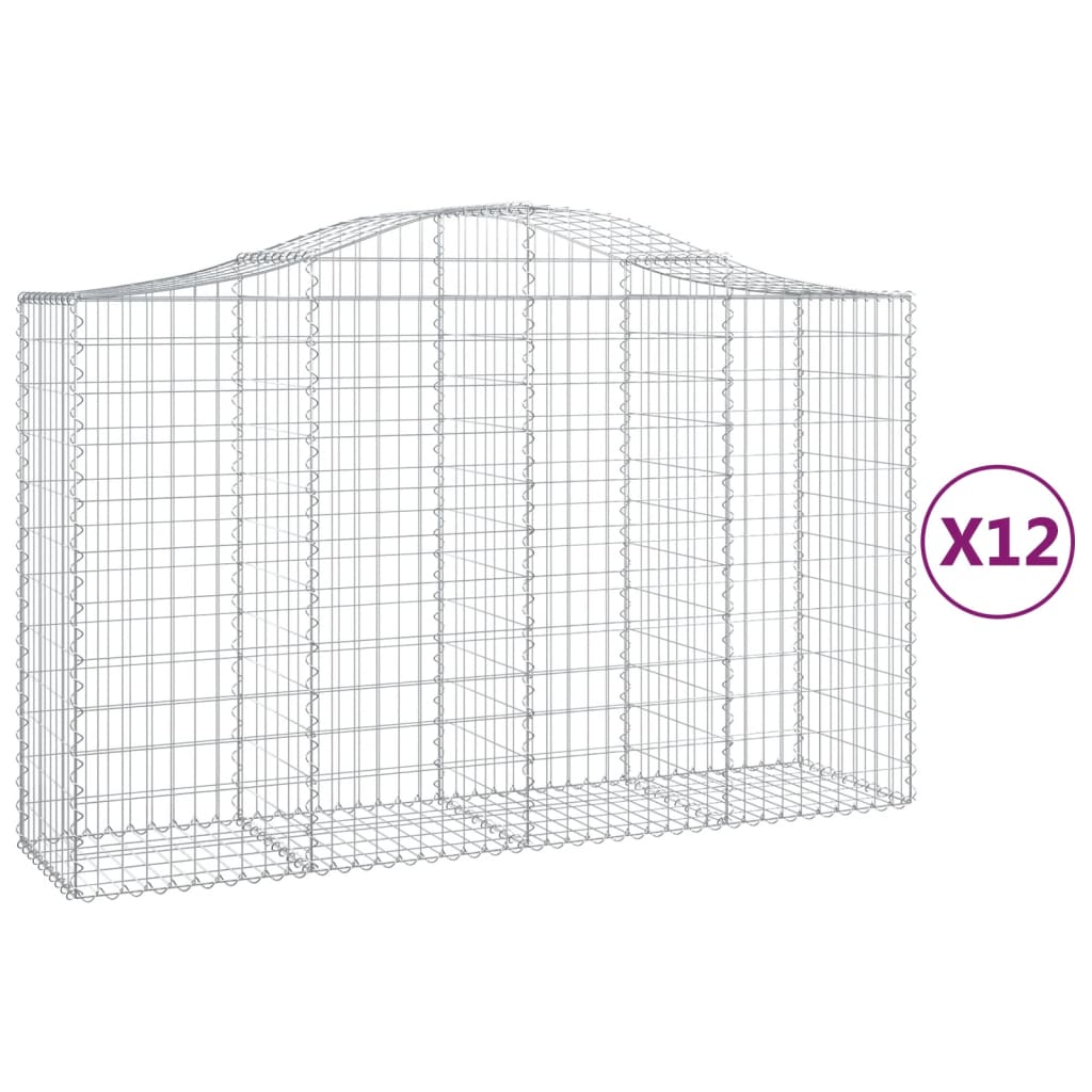 Cestas Gaviones 12 Uds Forma De Arco Hierro 200x50x120/140 Cm_0