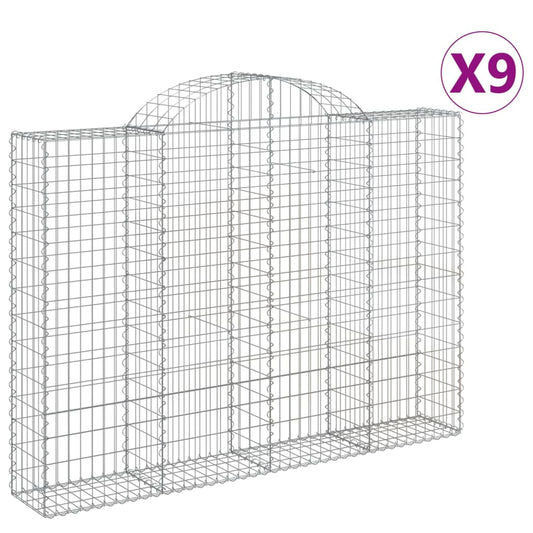 Cestas De Gaviones 9 Uds Forma De Arco Hierro 200x30x140/160 Cm_0