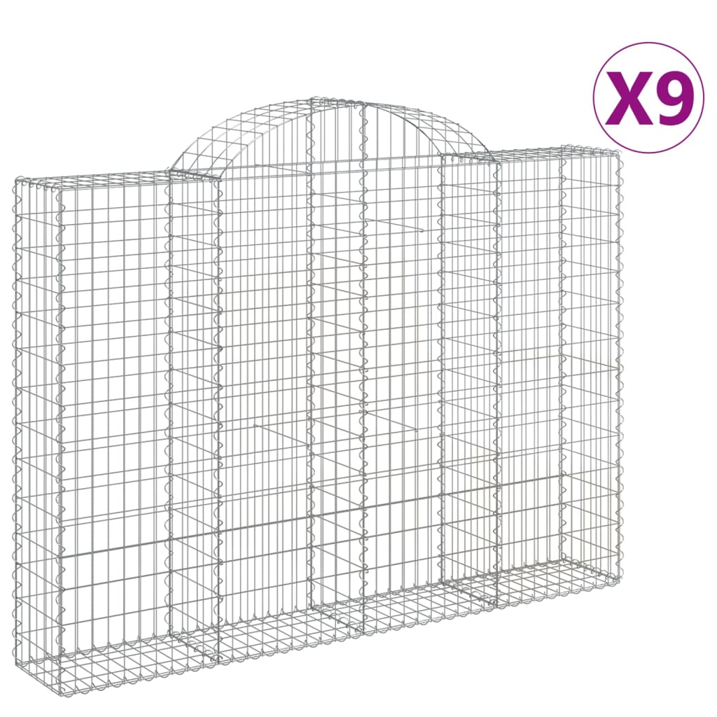 Cestas De Gaviones 9 Uds Forma De Arco Hierro 200x30x140/160 Cm_0
