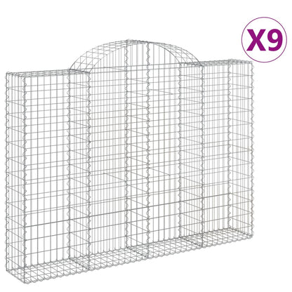 Cestas De Gaviones 9 Uds Forma De Arco Hierro 200x30x140/160 Cm_0