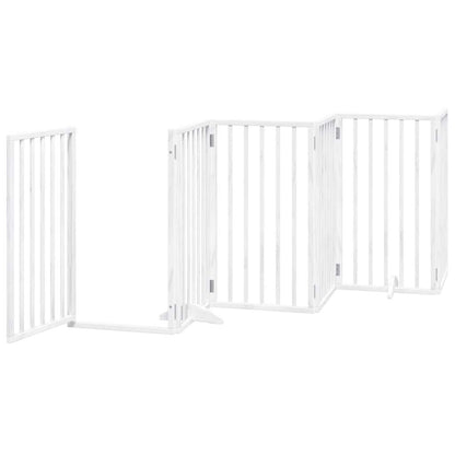 Vidaxl Puerta De Perros Plegable 15 Paneles Madera Álamo Blanca 750 Cm_3