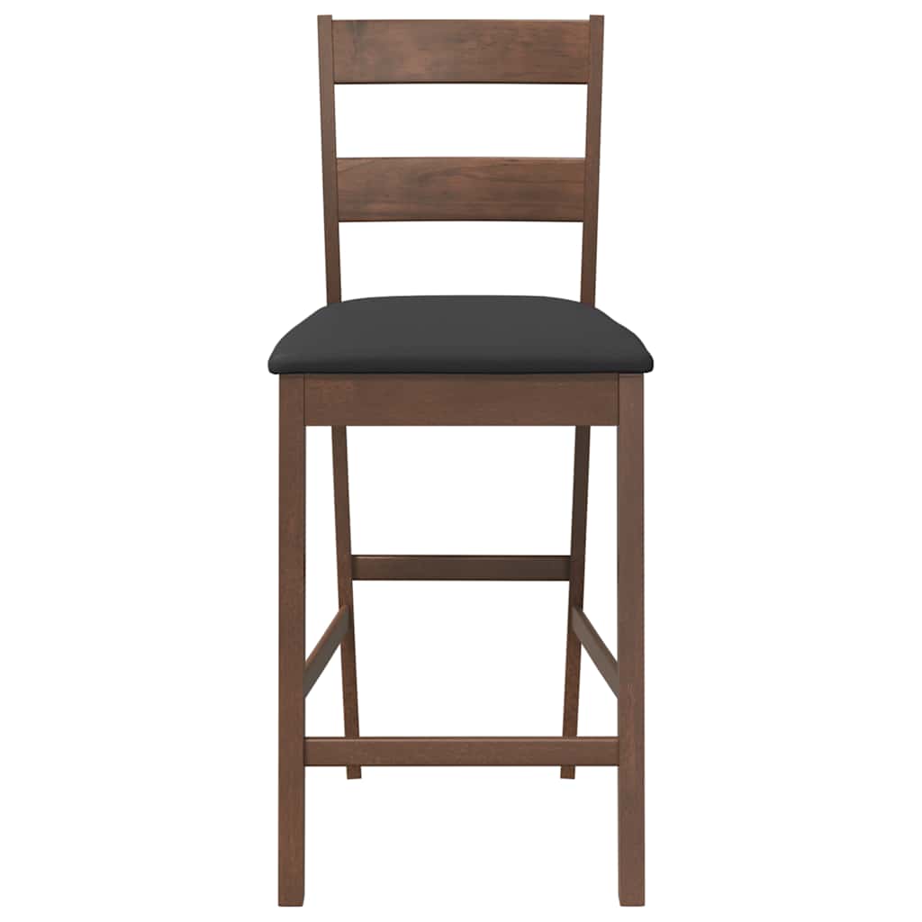 Taburetes De Bar Con Cojines 2 Uds Madera Maciza Marrón Caucho_3
