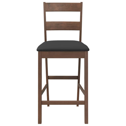 Taburetes De Bar Con Cojines 2 Uds Madera Maciza Marrón Caucho_3
