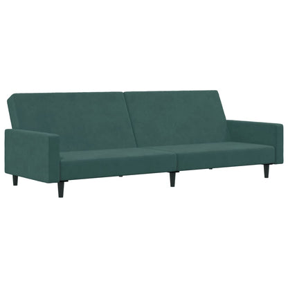 Sofá Cama De 2 Plazas Con Taburete Terciopelo Verde Oscuro / Vetonek_5
