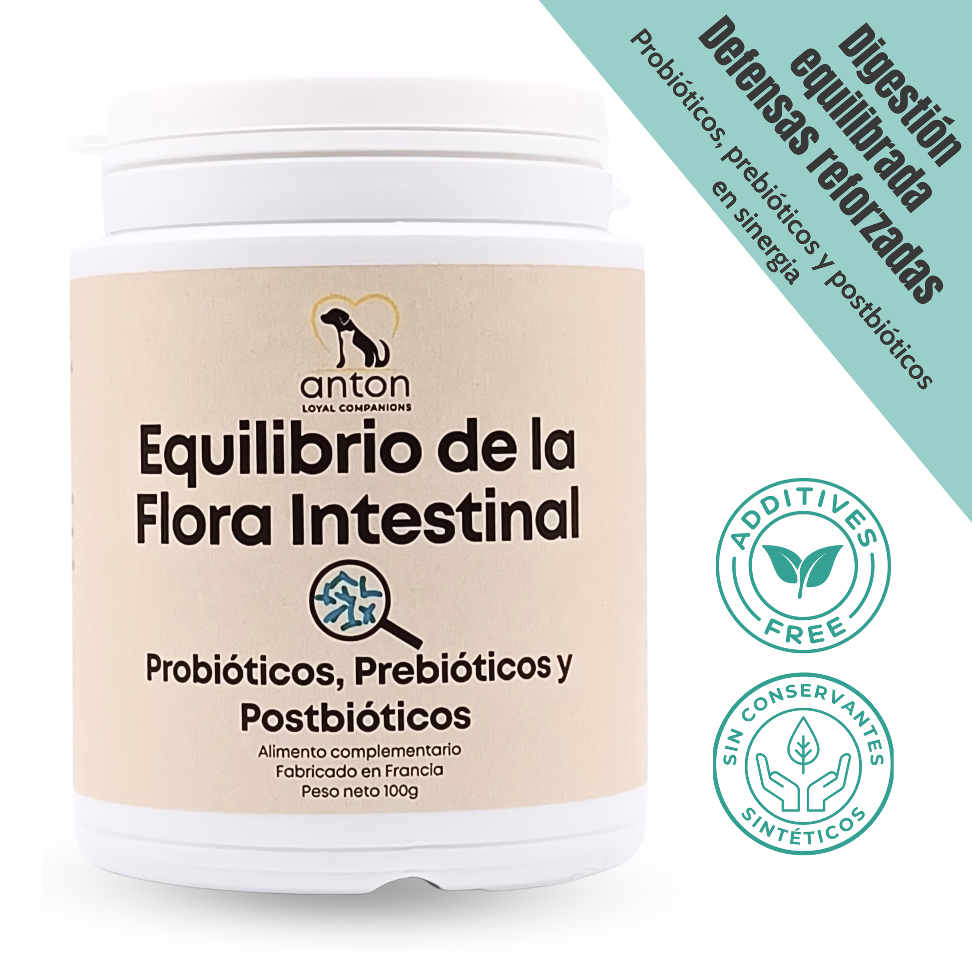 Suplemento natural para la digestión y microbiota de perros y gatos – Equilibrio de la Flora Intestinal 100 g_0