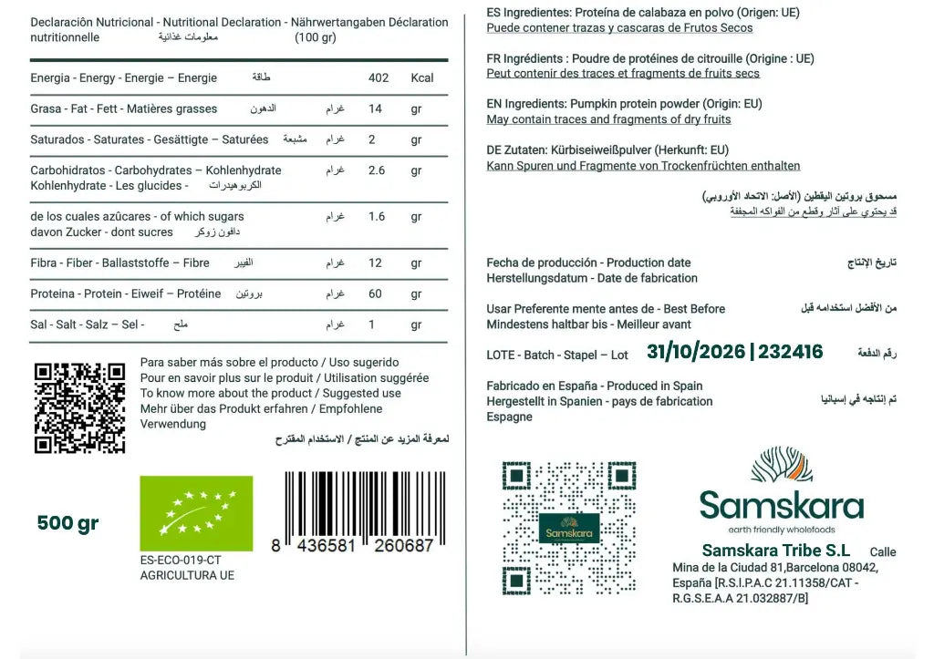 Proteína De Calabaza Bio - 1kg (2 X 500g Envases Retail) | Proteína Vegetal Ecológica Vegana Para Batidos Y Repostería_2