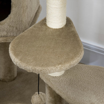 Pawhut Árbol Rascador Para Gatos Altura 94 Cm Con Cama Cueva 3 Escaleras Bolas_3