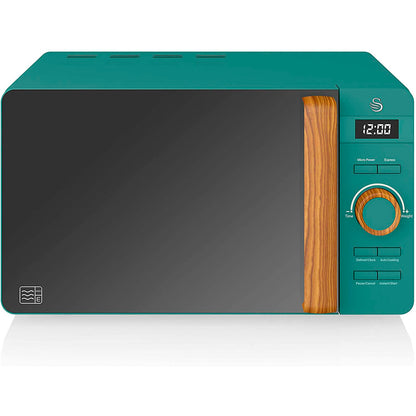 Swan Nordic Microondas Digital, 20l, 6 Niveles, Temporizador, Tirador Efecto Madera, Diseño, Sm22036greneu, Verde 800w_0