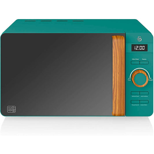 Swan Nordic Microondas Digital, 20l, 6 Niveles, Temporizador, Tirador Efecto Madera, Diseño, Sm22036greneu, Verde 800w_0
