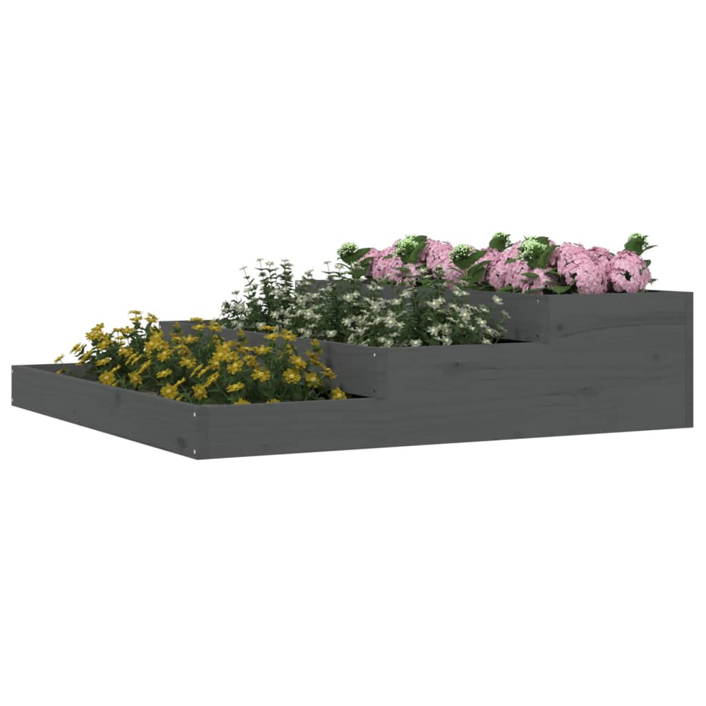 Jardinera De Madera Maciza De Pino Gris 107x107x27 Cm_2
