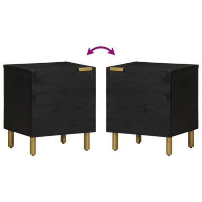 Mesita De Noche De Madera Maciza De Mango Negra 40x33x46 Cm_4