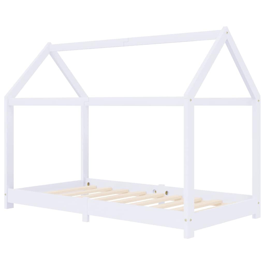 Vidaxl Estructura De Cama Infantil Madera Maciza Pino Blanco 70x140 Cm_0