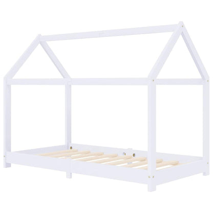 Vidaxl Estructura De Cama Infantil Madera Maciza Pino Blanco 70x140 Cm_0