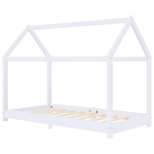 Vidaxl Estructura De Cama Infantil Madera Maciza Pino Blanco 70x140 Cm_0