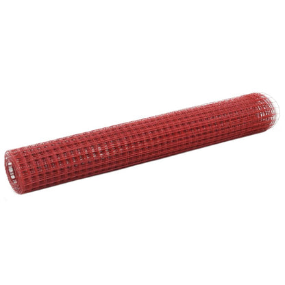 Alambrada De Gallinero Acero Revestimiento Pvc Rojo 25x1 M / Vetonek_2
