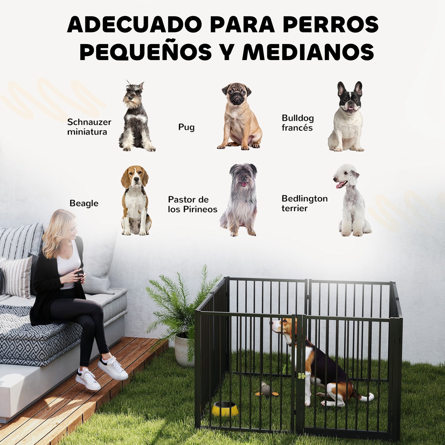 Pawhut Parque Para Perros De 8 Paneles 60x76 Cm Para Interior Y Exterior Negro_4