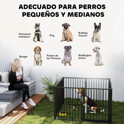 Pawhut Parque Para Perros De 8 Paneles 60x76 Cm Para Interior Y Exterior Negro_4