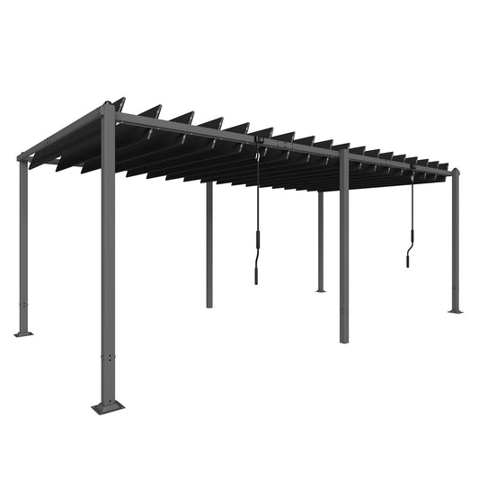 Outsunny Pérgola De Jardín 3x5,7 M Con Techo De Lamas Ajustable Upf50+ Gris_0