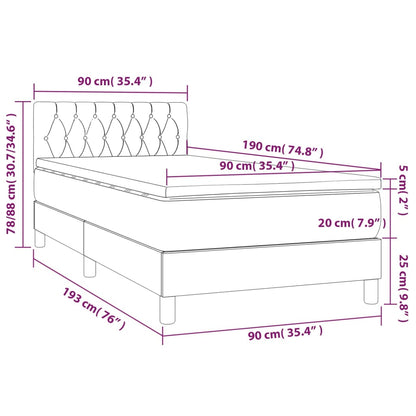 Cama Box Spring Con Colchón Led Tela Marrón Oscuro 90x190 Cm / Vetonek_5