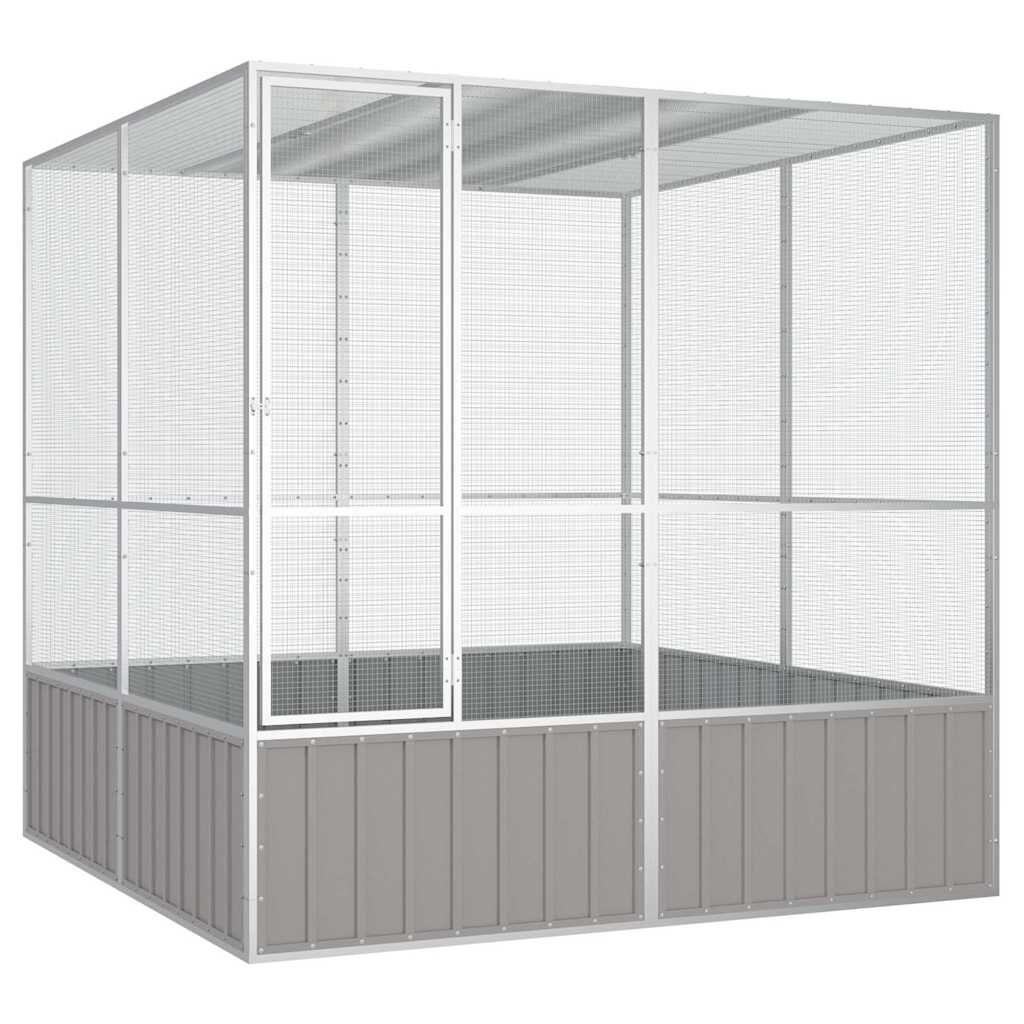 Vidaxl Jaula Pájaros Acero Galvanizado Gris 213,5x217,5x211,5 Cm_0