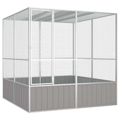 Vidaxl Jaula Pájaros Acero Galvanizado Gris 213,5x217,5x211,5 Cm_0