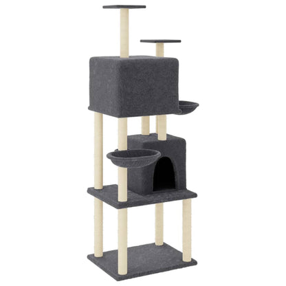 Vidaxl Rascador Para Gatos Con Postes De Sisal Gris Oscuro 180 Cm_0