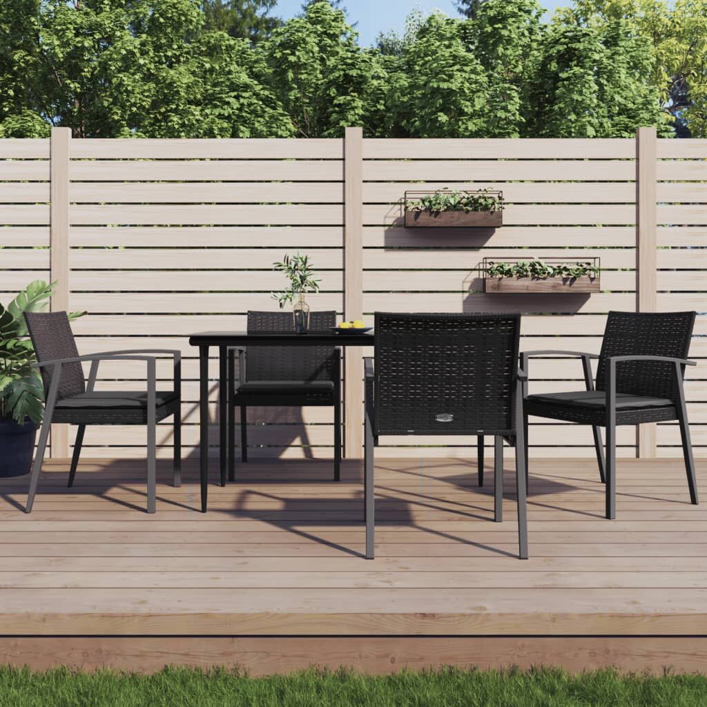 Vidaxl Sillas Jardín Cojines 4 Uds Ratán Sintético Negro 56,5x57x83 Cm_1