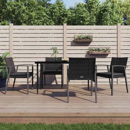 Vidaxl Sillas Jardín Cojines 4 Uds Ratán Sintético Negro 56,5x57x83 Cm_1