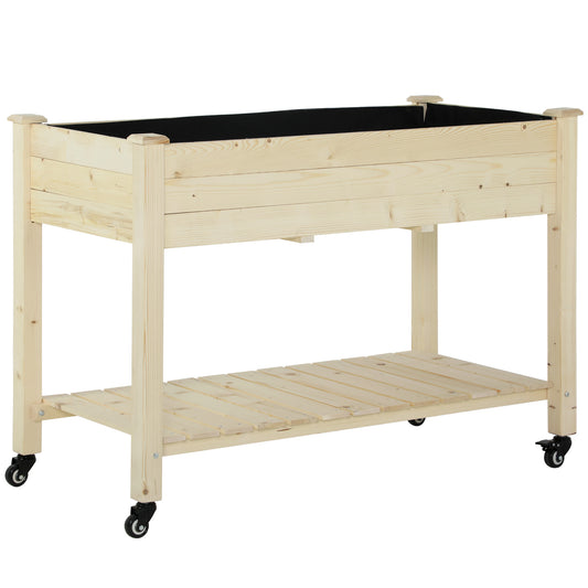 Outsunny Huerto Urbano 118x55x83 Cm Madera Estante Tela Geotextil Portátil_0
