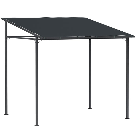 Outsunny Pérgola De Pared 2,4x2,4 M Con Techo Inclinado Protección Uv 30+ Gris_0