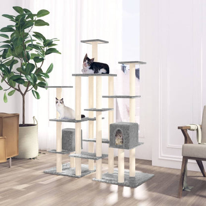 Vidaxl Rascador Para Gatos Con Postes De Sisal Gris Claro 145 Cm_1