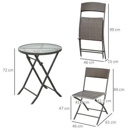 Outsunny Conjunto De Mesa Y 2 Sillas Muebles Ratán Para Jardín Exterior Patio_2