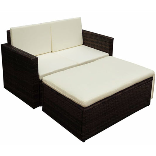 Vidaxl Set Muebles De Jardín 2 Piezas Y Cojines Ratán Sintético Marrón_0