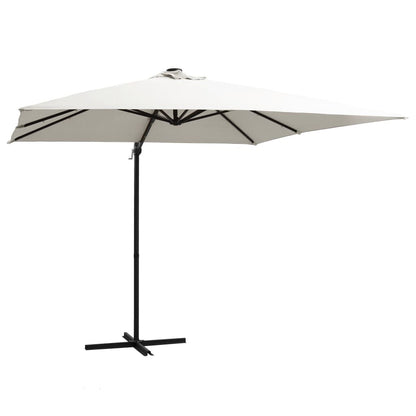 Vidaxl Sombrilla Voladiza Jardín Led Palo De Acero Arena 250x250 Cm_0