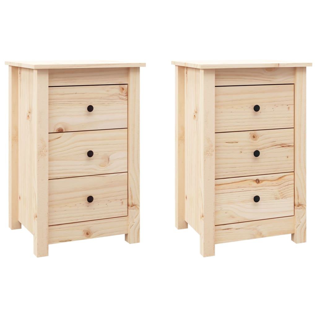 Mesitas De Noche 2 Uds Madera Maciza De Pino 40x35x61,5 Cm_0