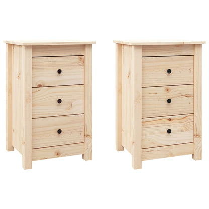 Mesitas De Noche 2 Uds Madera Maciza De Pino 40x35x61,5 Cm_0