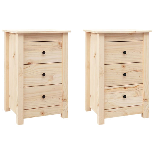 Mesitas De Noche 2 Uds Madera Maciza De Pino 40x35x61,5 Cm_0