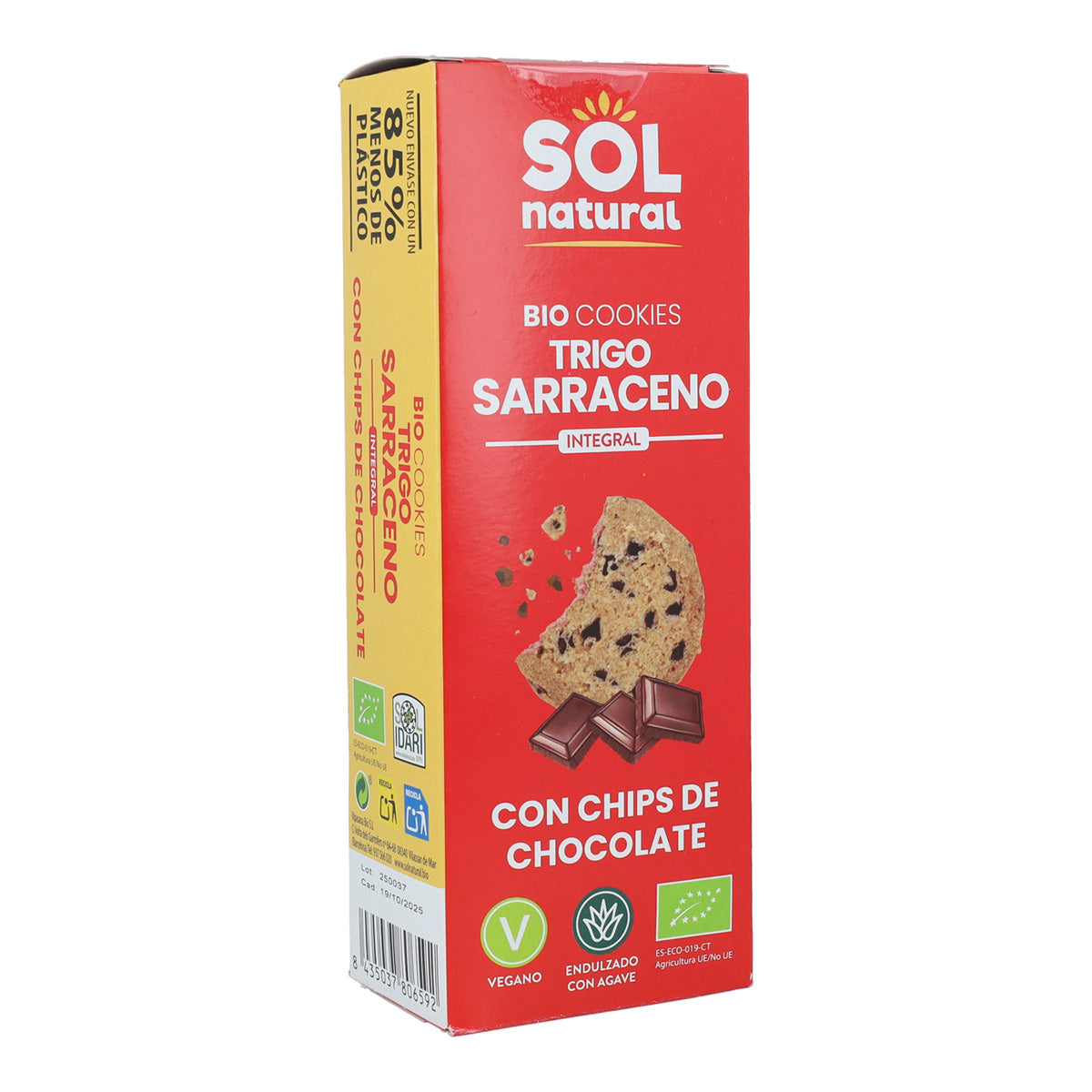 Galletas cookies de trigo sarraceno y chocolate bio Sol Natural 170 g