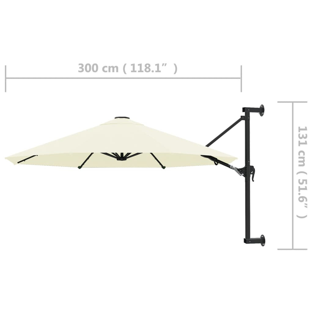 Vidaxl Sombrilla De Pared Con Barra De Metal Arena 300 Cm_2