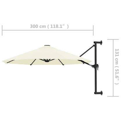 Vidaxl Sombrilla De Pared Con Barra De Metal Arena 300 Cm_2