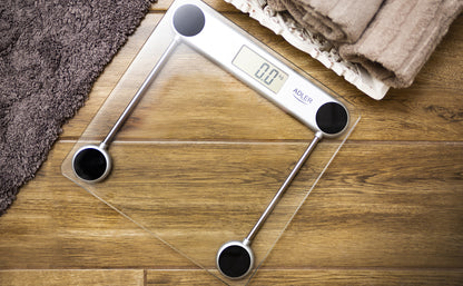 Báscula De Baño Digital Cristal Templado, Alta Medición 150 Kg 100 G, Apagado Automático, Fácil Adler Ad 8121 Transparente