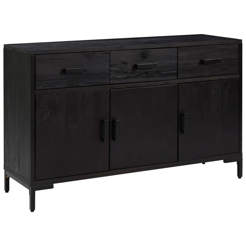 Aparador De Madera Maciza De Pino Negro 110x35x70 Cm / Vetonek_5
