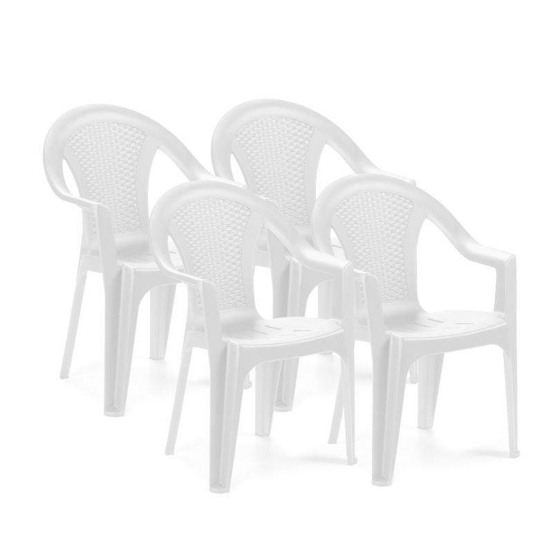 Pack 4 Sillas De Exterior Coral Apilables, Polipropileno, Blanco, 54 X 81 X 56_1