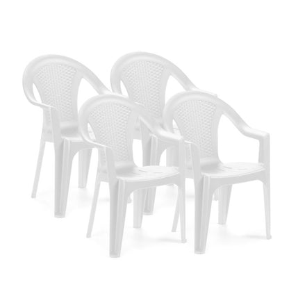 Pack 4 Sillas De Exterior Coral Apilables, Polipropileno, Blanco, 54 X 81 X 56_1
