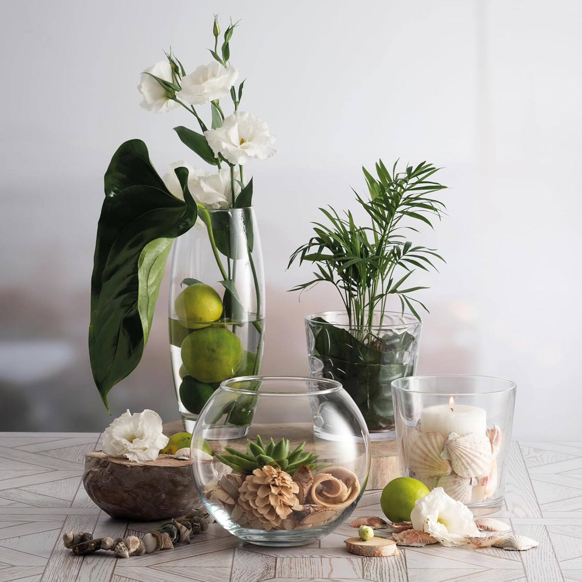 Florero Vidrio Transparente Curvo 11x26cm Decoración Hogar