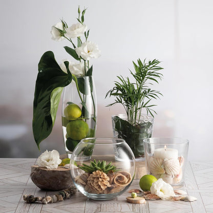 Florero Vidrio Transparente Curvo 11x26cm Decoración Hogar