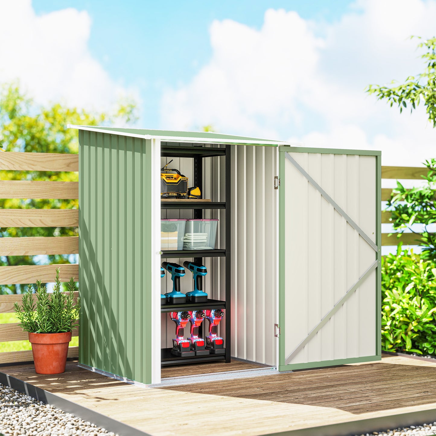 Outsunny Cobertizo De Jardín De Exterior 0,92 M² 100x103x160 Cm Verde Claro_3