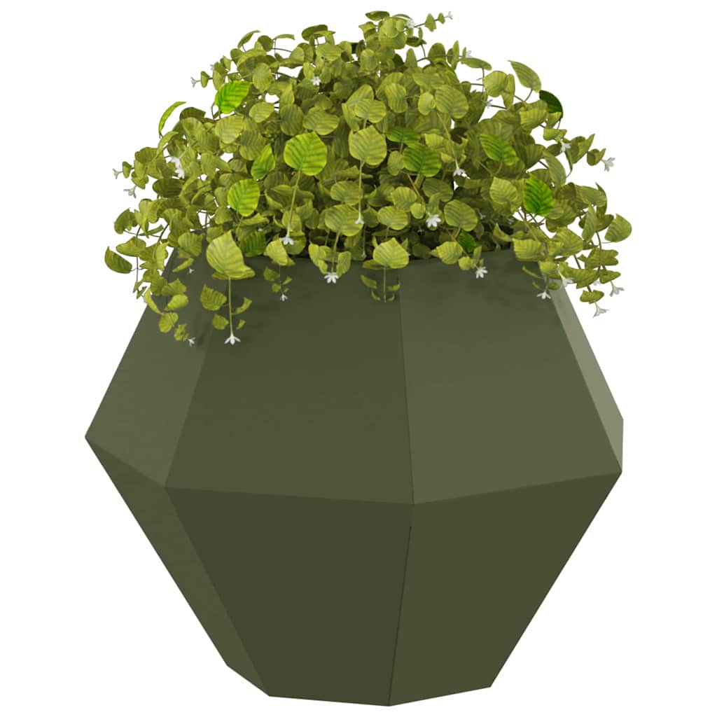 Jardinera 2 Uds. Verde Oliva 50 X 50 X 40 Cm Acero_2